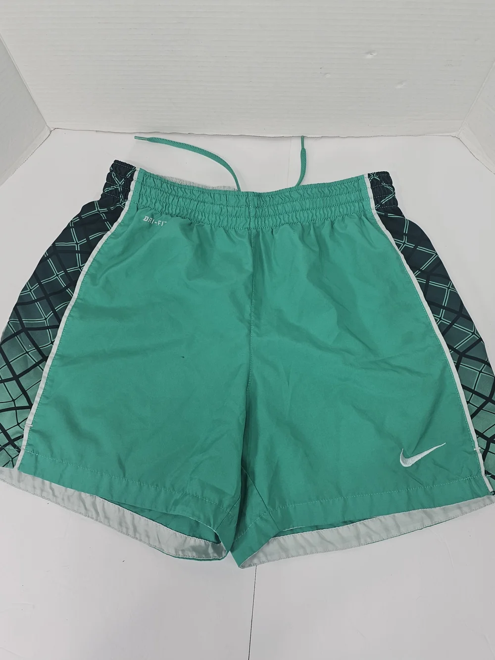 Nike Women’s Teal Athletic Shorts with Patterned Side Panels